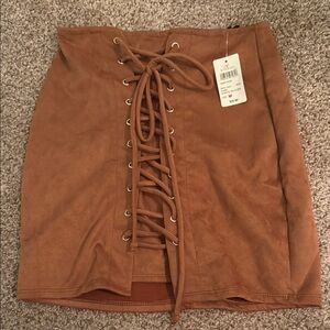 Lace-Up Tan Skirt